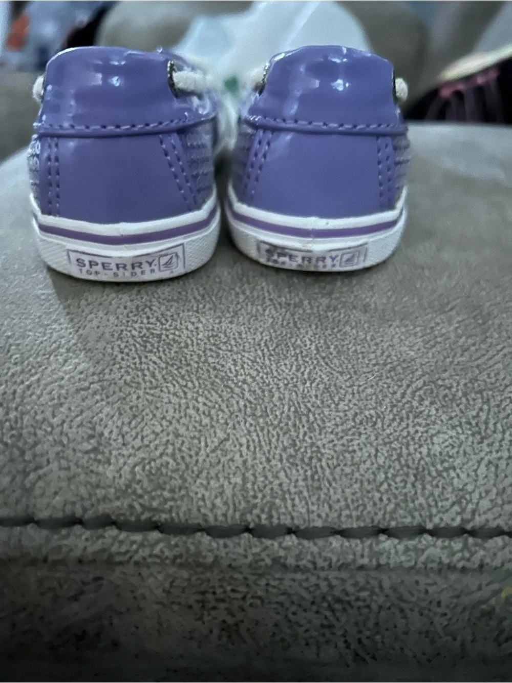 Sperry Girls Lavender Sequin Boat Shoes with Bow